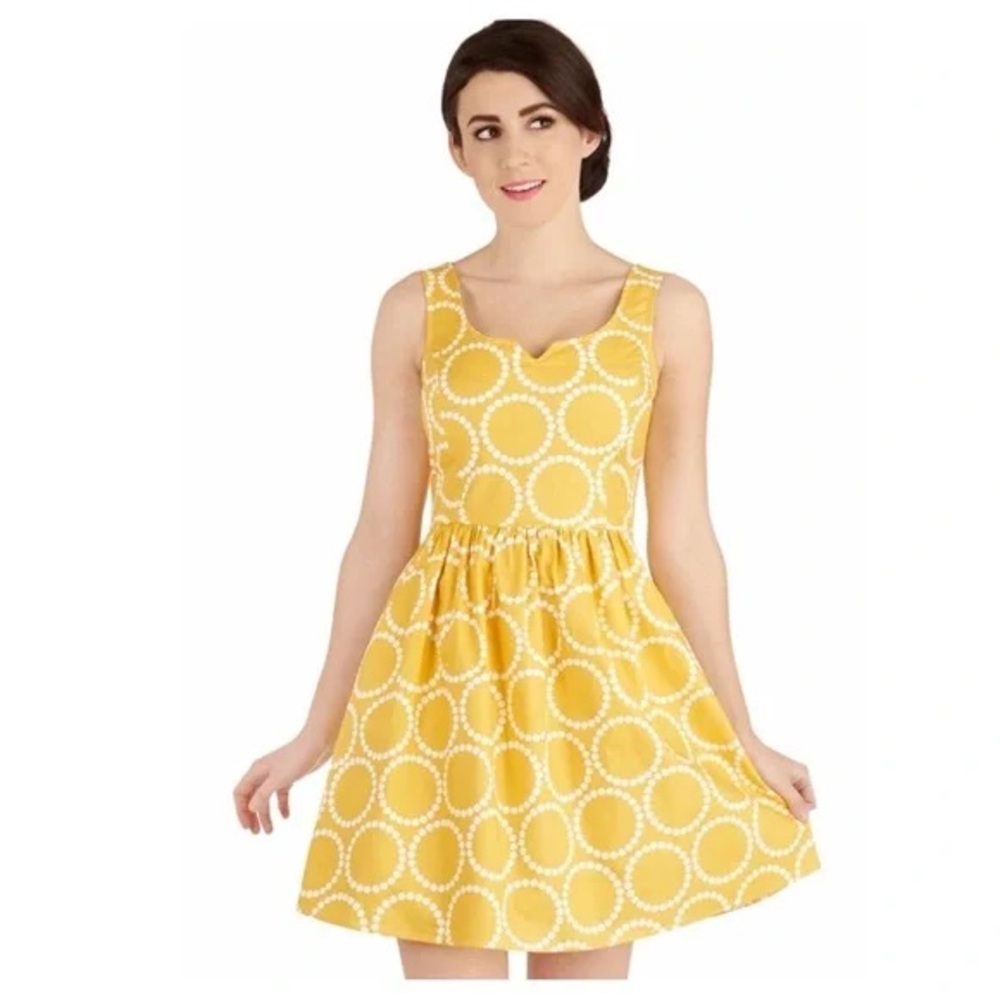 FERVOUR by MODCLOTH Air of Adorable Dress in Dotted Gold
